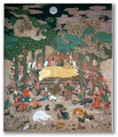 the teacher Shakyamuni Buddha's great Nirvāna art picture